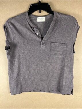 Ragabond Studio Henley Tee S Gray Pocket Organic Cotton NWOT Made in USA